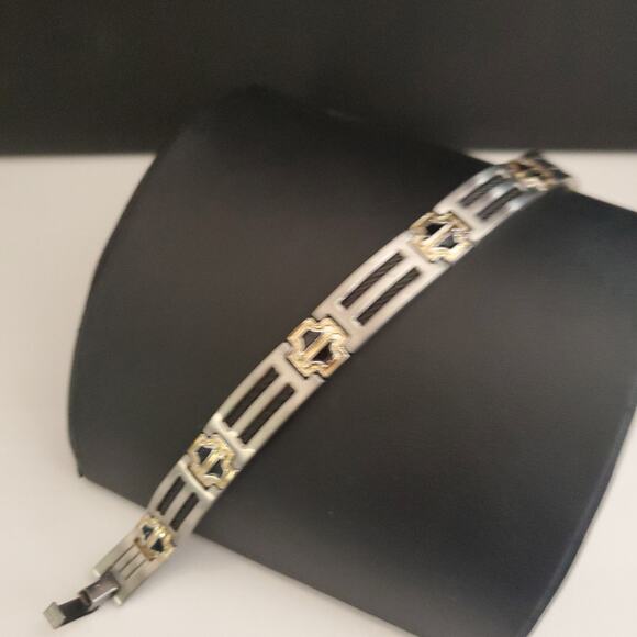 Sabona Men's Cross Bracelet‎ Stainless Steel Black Cable Magnetic Original Box - Picture 5 of 11